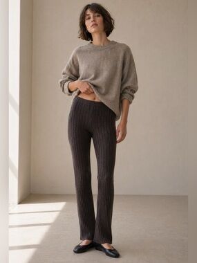 SANDRO PARIS Palerme Ribbed Knit Flared Pants